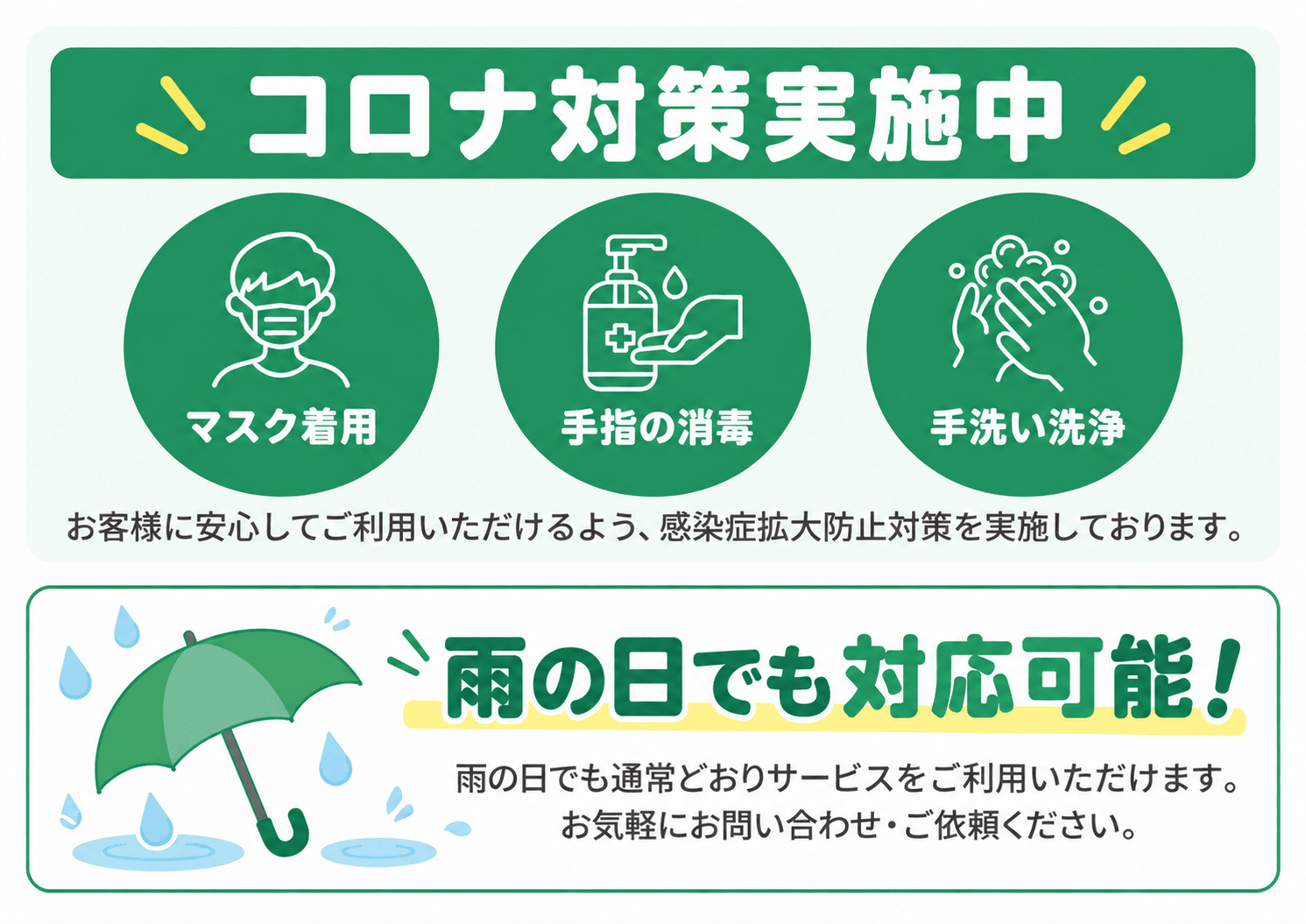 新型コロナウイルス感染防止対応について