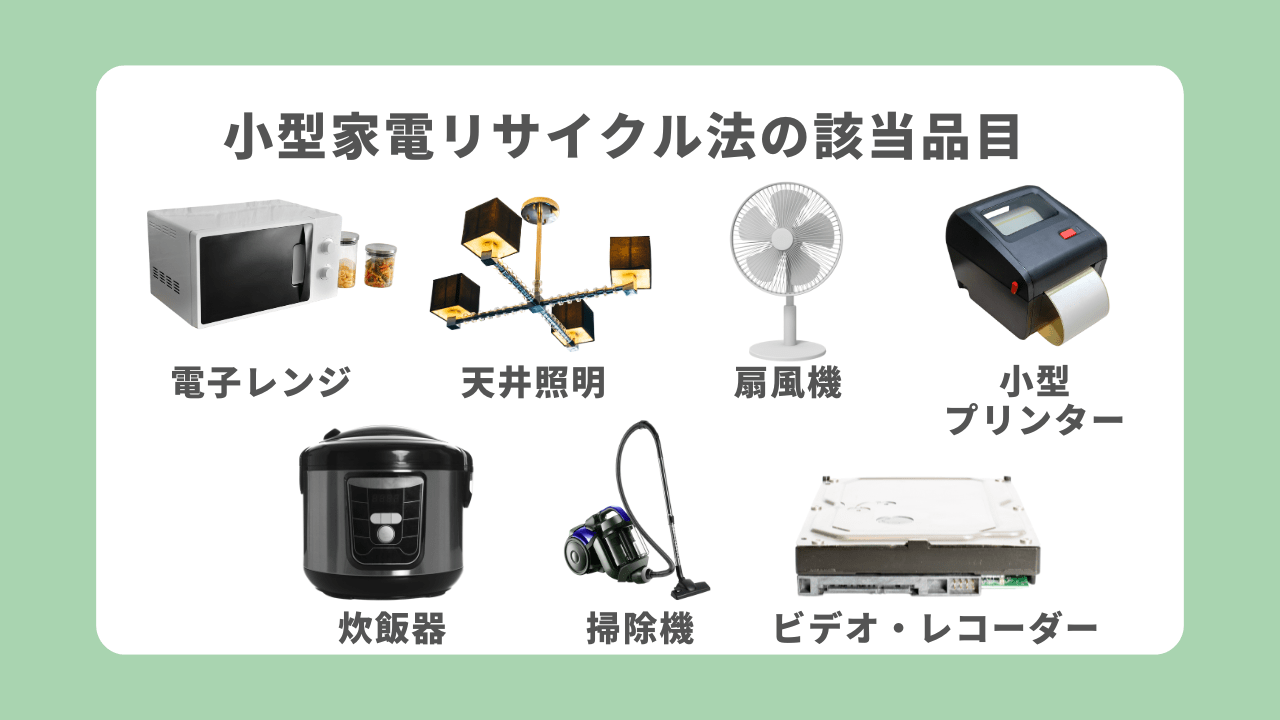 小型家電リサイクル法の該当品目