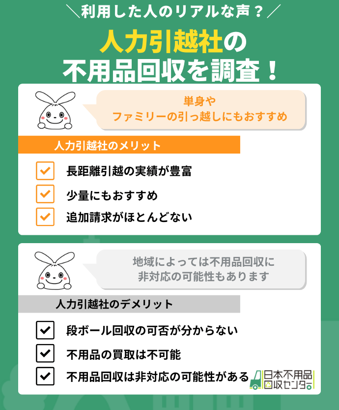 人力引越社の不用品回収を調査