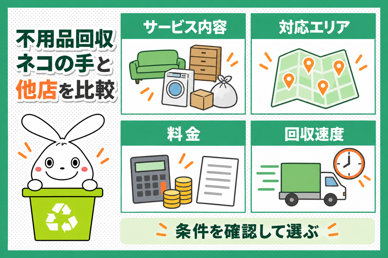 不用品回収ネコの手と他店を比較