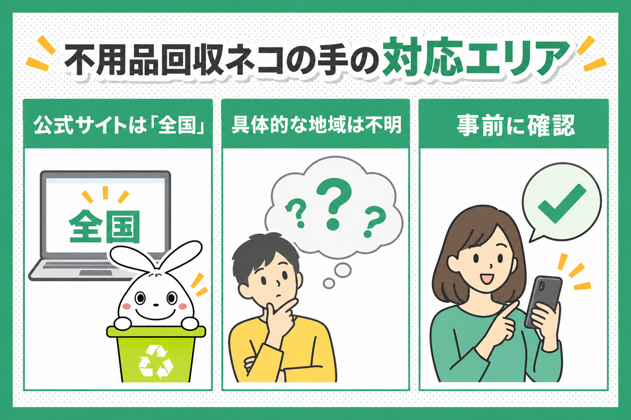不用品回収ネコの手の対応エリア