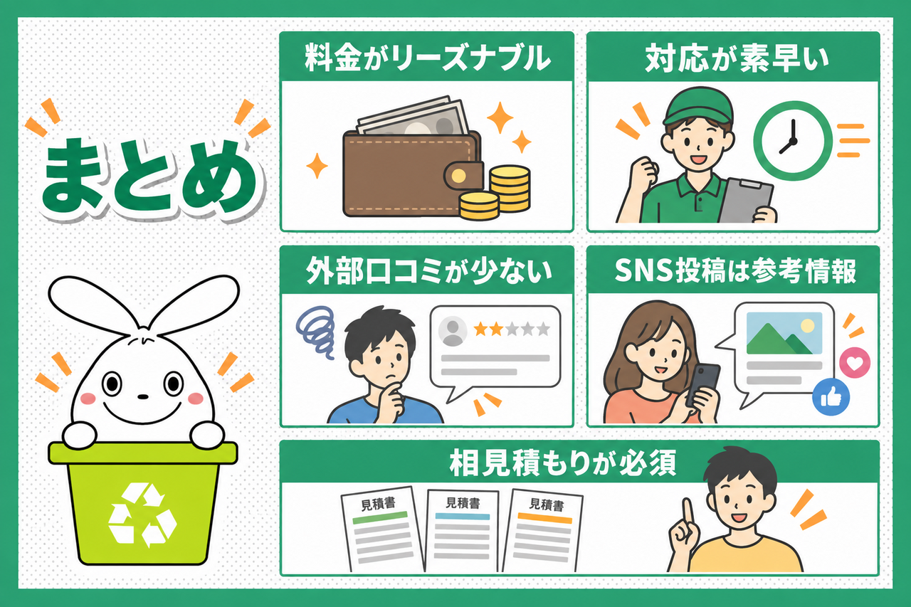 【まとめ】不用品回収ネコの手を利用する際は相見積もりが必須