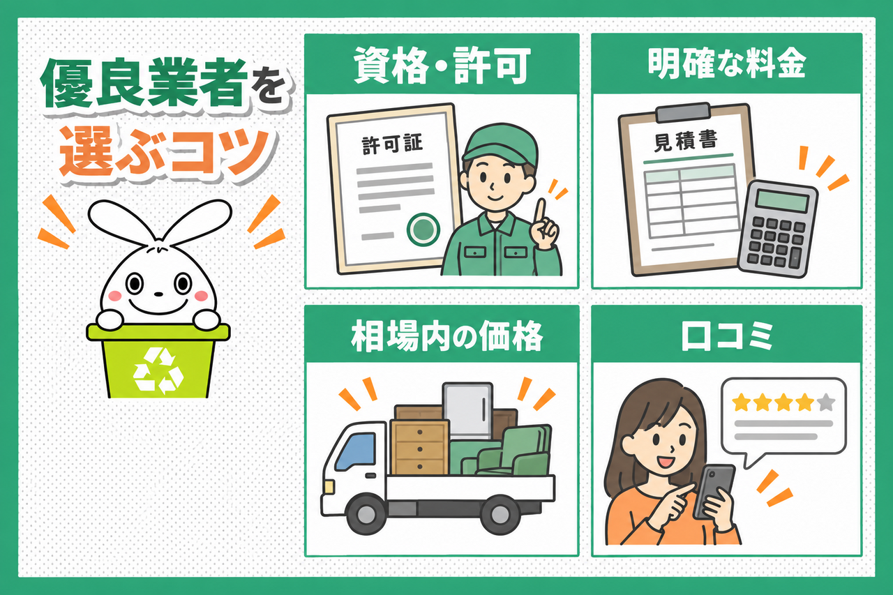 優良な不用品回収業者を選ぶ際のコツ