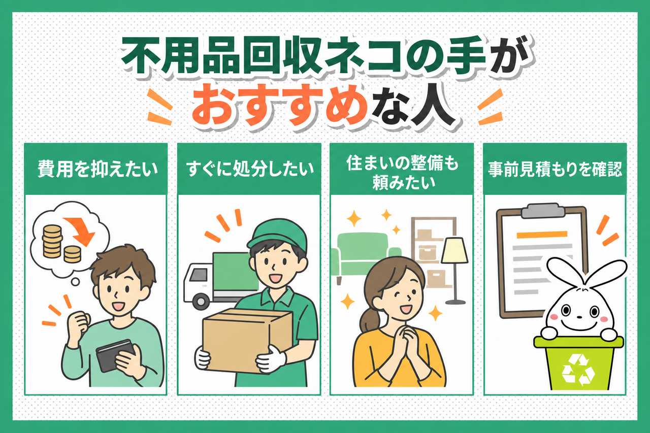不用品回収ネコの手がおすすめな人