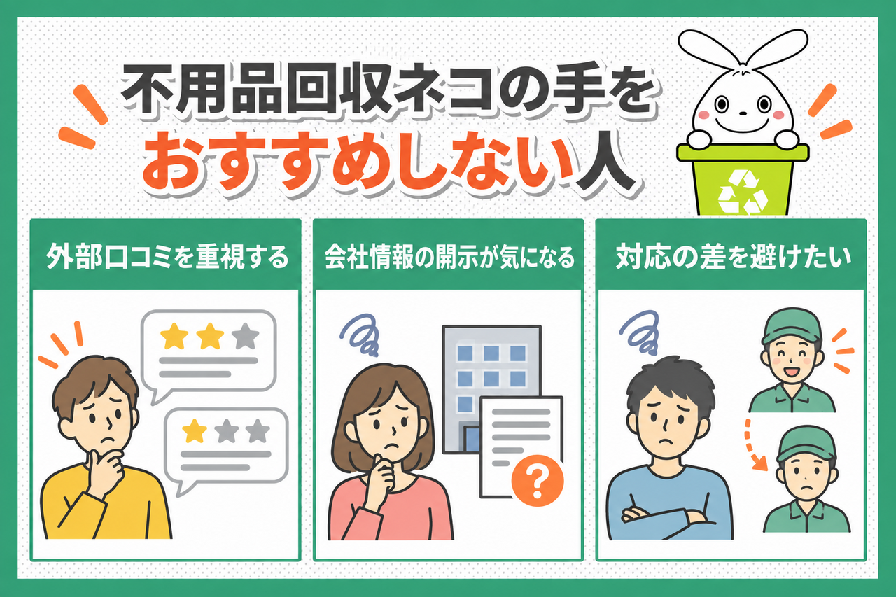 不用品回収ネコの手をおすすめしない人